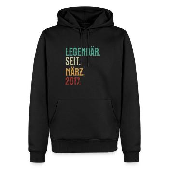 Legendär. Seit. März. 2017. Retro Birthday - Männer Premium Bio Hoodie - Schwarz - Vorne - Nico (187cm)