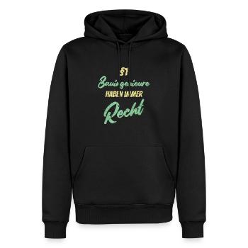 §1 Bauingenieure haben immer Recht - Männer Premium Bio Hoodie - Schwarz - Vorne - Nico (187cm)