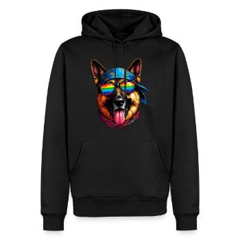 German Shepherd The Rap Artist - Men’s Premium Organic Hoodie - black - Front - Nico (187cm)