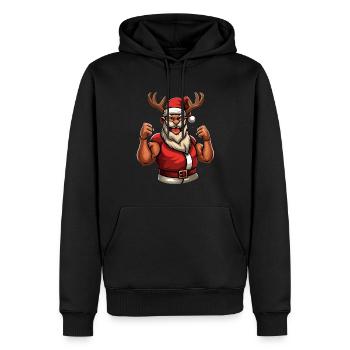 Weihnachten Fitness Sport Shirt Santa Bodybuilder - Männer Premium Bio Hoodie - Schwarz - Vorne - Nico (187cm)
