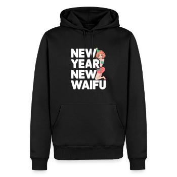 New Year New Waifu – Funny Anime Otaku Design - Men’s Premium Organic Hoodie - black - Front - Nico (187cm)