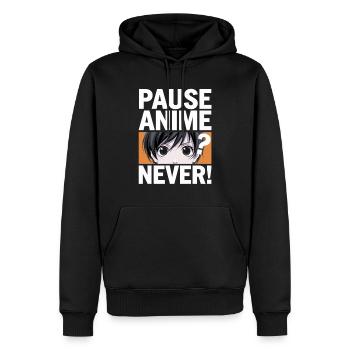 Pause Anime? Never! Lustiges Anime Design - Männer Premium Bio Hoodie - Schwarz - Vorne - Nico (187cm)