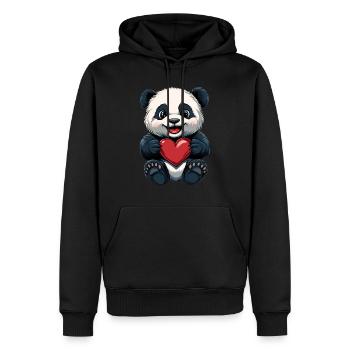 Niedlicher Panda mit Herz - Liebesdesign - Männer Premium Bio Hoodie - Schwarz - Vorne - Nico (187cm)