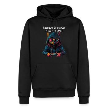 Respawn Like a Cat - Nine Lives Gamer Cat Design - Sweat à capuche Premium bio Homme - noir - Devant - Nico (187cm)