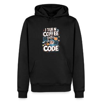 Café et Code – Conception de programmeur amusant - Sweat à capuche Premium bio Homme - noir - Devant - Nico (187cm)