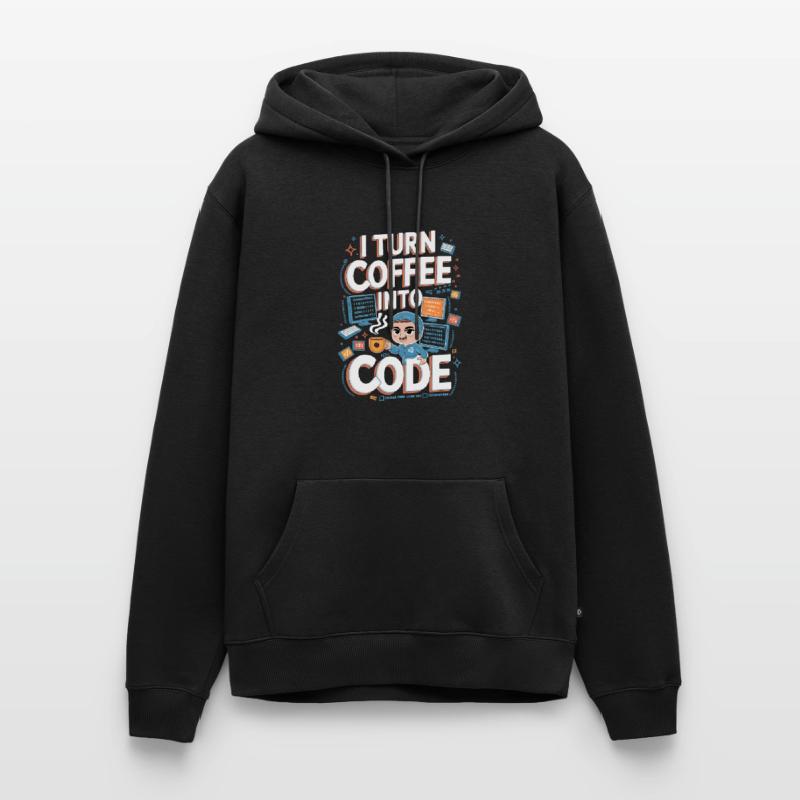 Café et Code – Conception de programmeur amusant Sweat à capuche Premium bio Homme