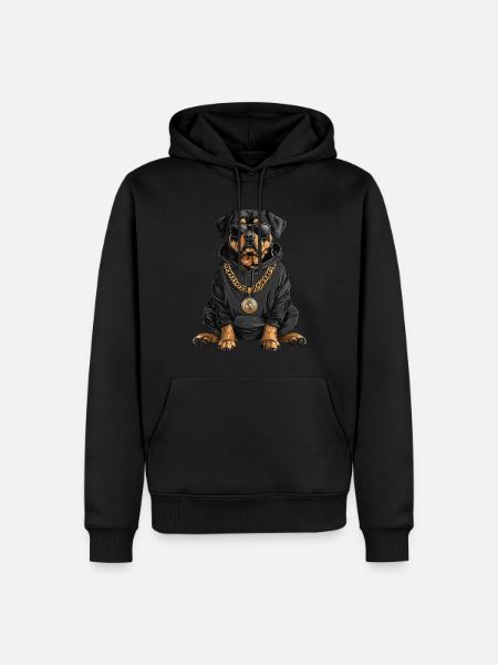 Cool Rottweiler in hip-hop style - Men’s Premium Organic Hoodie - black