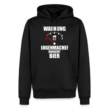 BOGENMACHER Spruch Bier - Männer Premium Bio Hoodie - Schwarz - Vorne - Nico (187cm)