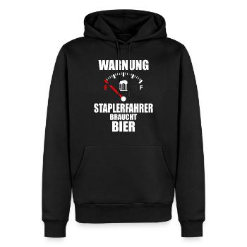 STAPLERFAHRER Spruch Bier - Männer Premium Bio Hoodie - Schwarz - Vorne - Nico (187cm)