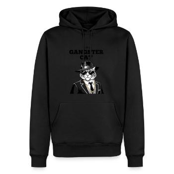 chat drôle gangster - Sweat à capuche Premium bio Homme - noir - Devant - Nico (187cm)