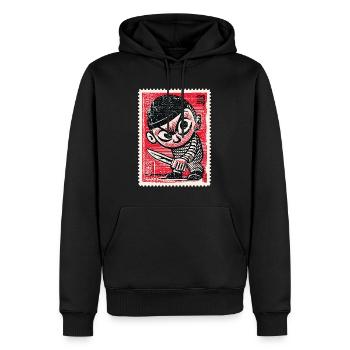 Bande dessinée gangster sur timbre-poste - Sweat à capuche Premium bio Homme - noir - Devant - Nico (187cm)