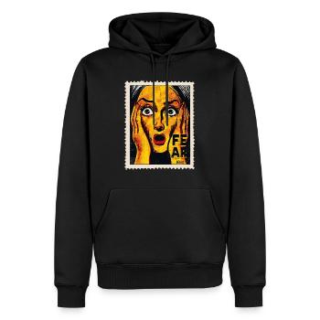 Pop art femme avec cri sur timbre-poste - Sweat à capuche Premium bio Homme - noir - Devant - Nico (187cm)