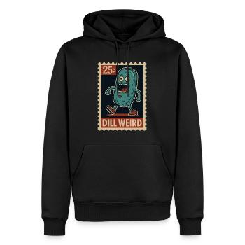 Concombre étrange comme timbre - Sweat à capuche Premium bio Homme - noir - Devant - Nico (187cm)