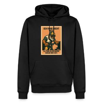 Alter Mann fährt Rad, Allen und der Zeit davon - Männer Premium Bio Hoodie - Schwarz - Vorne - Nico (187cm)