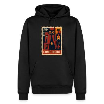Timbre-poste avec des chats dans le style de l’art déco - Sweat à capuche Premium bio Homme - noir - Devant - Nico (187cm)