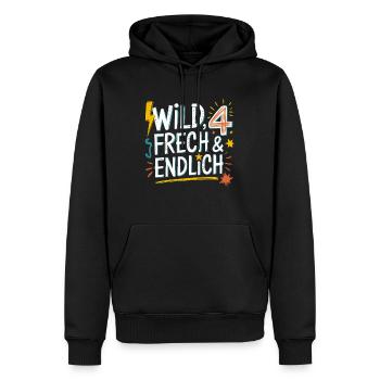Wild, Cheeky & Finally 4 Years 4th Birthday - Men’s Premium Organic Hoodie - black - Front - Nico (187cm)