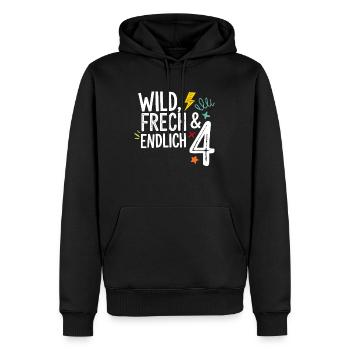 Wild, Cheeky & Finally 4 Years 4th Birthday - Men’s Premium Organic Hoodie - black - Front - Nico (187cm)