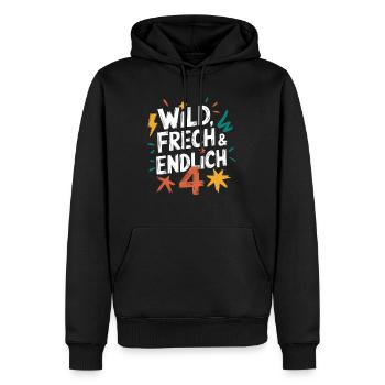 Wild, Cheeky & Finally 4 Years 4th Birthday - Men’s Premium Organic Hoodie - black - Front - Nico (187cm)