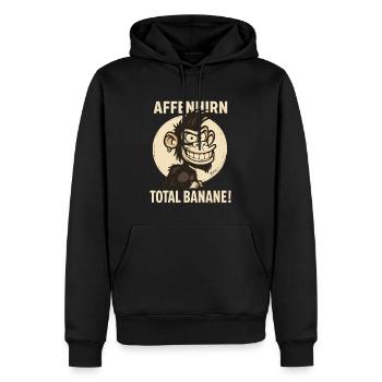 Affenhirn – Total Banane Cartoon Affe - Männer Premium Bio Hoodie - Schwarz - Vorne - Nico (187cm)