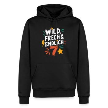 Sauvage, effronté et enfin 7 ans 7e anniversaire - Sweat à capuche Premium bio Homme - noir - Devant - Nico (187cm)