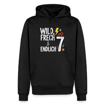 Sauvage, effronté et enfin 7 ans 7e anniversaire - Sweat à capuche Premium bio Homme - noir - Devant - Nico (187cm)