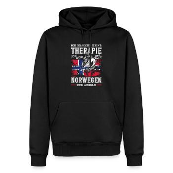 Norwegen Angeln Spruch Lustiges Design - Männer Premium Bio Hoodie - Schwarz - Vorne - Nico (187cm)