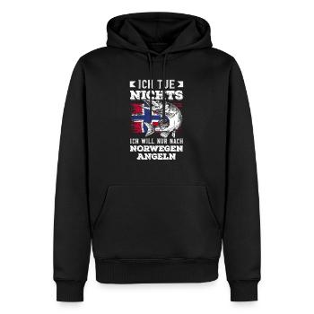 Norwegen Angeln Spruch Lustiges Design - Männer Premium Bio Hoodie - Schwarz - Vorne - Nico (187cm)