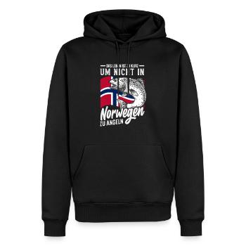 Norwegen Angeln Spruch Lustiges Design - Männer Premium Bio Hoodie - Schwarz - Vorne - Nico (187cm)