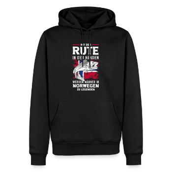 Norvège Pêche Dire Drôle Design - Sweat à capuche Premium bio Homme - noir - Devant - Nico (187cm)