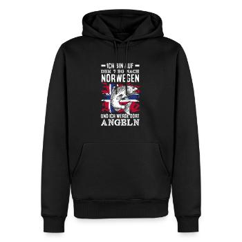 Norvège Pêche Dire Drôle Design - Sweat à capuche Premium bio Homme - noir - Devant - Nico (187cm)