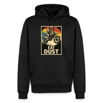 Motocross rider with saying Eat dust - Men’s Premium Organic Hoodie - black - Front - Nico (187cm)