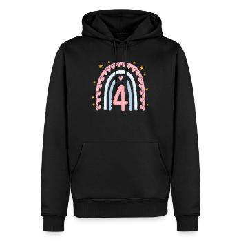 Coeur mignon 4e anniversaire et design arc-en-ciel - Sweat à capuche Premium bio Homme - noir - Devant - Nico (187cm)