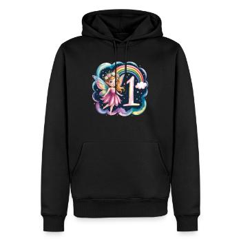 1er anniversaire elfe fée fille chemise d’anniversaire - Sweat à capuche Premium bio Homme - noir - Devant - Nico (187cm)