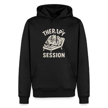 Gehirn mit Kopfschmerzen in Therapie Sitzung - Männer Premium Bio Hoodie - Schwarz - Vorne - Nico (187cm)