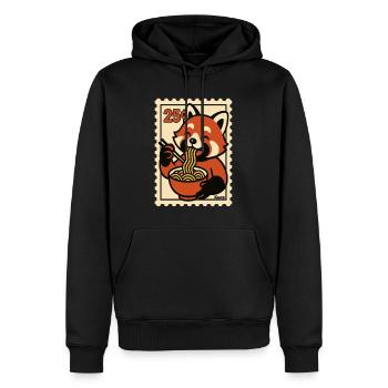 Panda roux avec nouilles ramen - Sweat à capuche Premium bio Homme - noir - Devant - Nico (187cm)