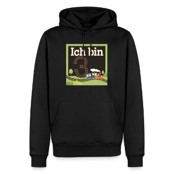 Ich bin 3 Zug Eisenbahn 3. Geburtstag - Männer Premium Bio Hoodie - Schwarz - Vorne - Nico (187cm)
