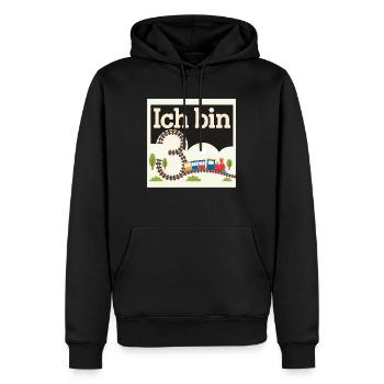 Ich bin 3 Zug Eisenbahn 3. Geburtstag - Männer Premium Bio Hoodie - Schwarz - Vorne - Nico (187cm)