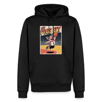 Fliegendes Schwein beim Basketball - Männer Premium Bio Hoodie - Schwarz - Vorne - Nico (187cm)