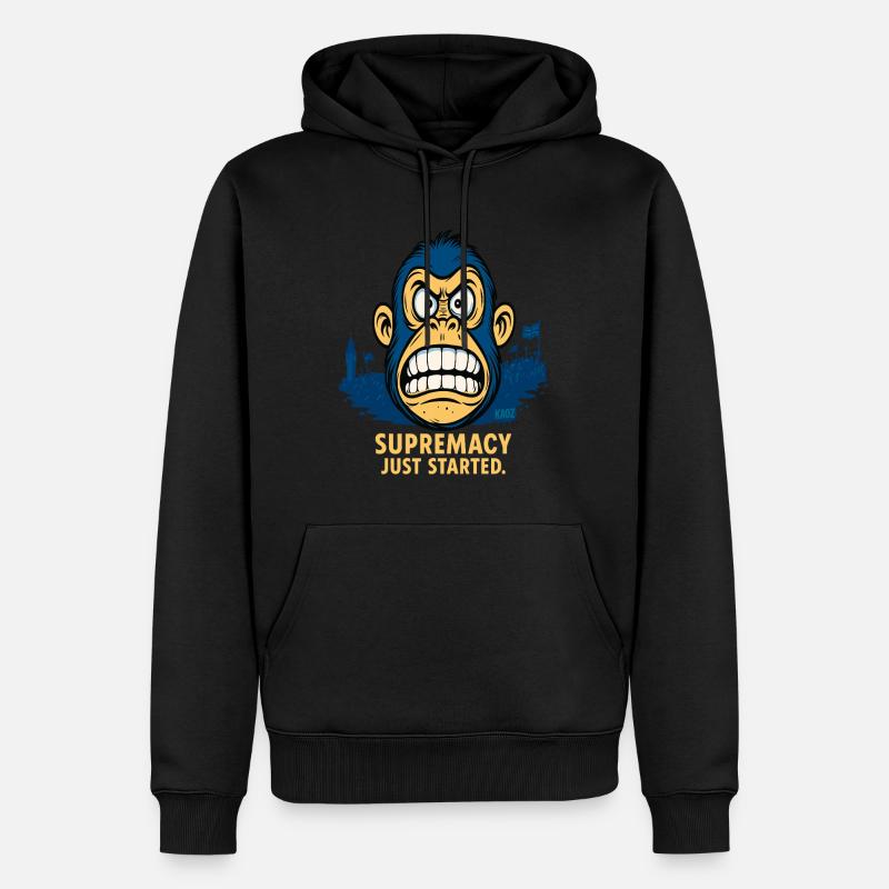 Wütender Affe mit Menschenmenge - Männer Premium Bio Hoodie - Schwarz