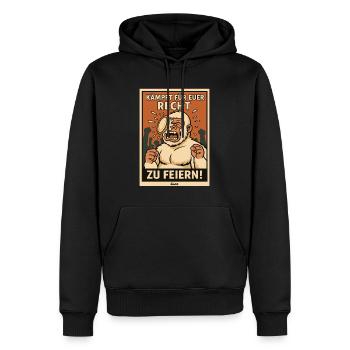 Yeti mit Torte im Gesicht auf einer Party - Männer Premium Bio Hoodie - Schwarz - Vorne - Nico (187cm)