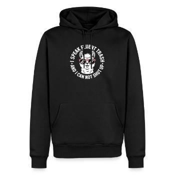 Lama avec des lunettes de soleil et disant - Sweat à capuche Premium bio Homme - noir - Devant - Nico (187cm)