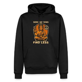 Buddha mit Peace-Zeichen und Spruch in Retro-Optik - Männer Premium Bio Hoodie - Schwarz - Vorne - Nico (187cm)