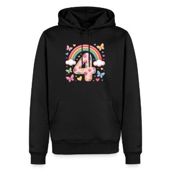 Papillon arc-en-ciel 4e anniversaire fille - Sweat à capuche Premium bio Homme - noir - Devant - Nico (187cm)