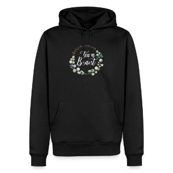 Équipe Mariée Demoiselles d’honneur Eucalyptus Enterrement de vie de garçon Mariage - Sweat à capuche Premium bio Homme - noir - Devant - Nico (187cm)