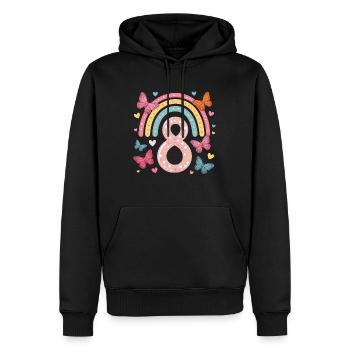 Papillon arc-en-ciel 8e anniversaire fille - Sweat à capuche Premium bio Homme - noir - Devant - Nico (187cm)