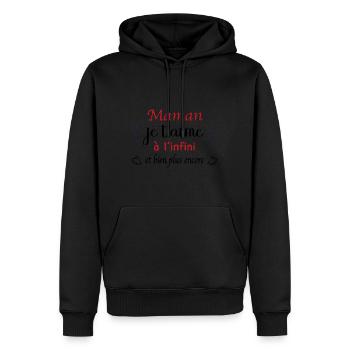 Maman je t'aime à l'infini - Sweat à capuche Premium bio Homme - noir - Devant - Nico (187cm)