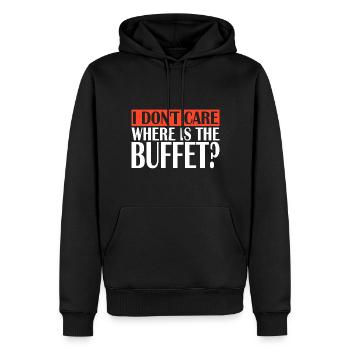 Je me fiche de savoir où est le buffet - Sweat à capuche Premium bio Homme - noir - Devant - Nico (187cm)