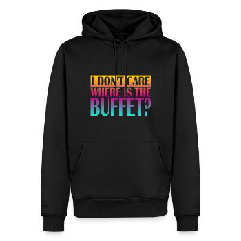 Je me fiche de savoir où est le buffet - Sweat à capuche Premium bio Homme - noir - Devant - Nico (187cm)