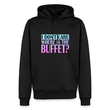 Je me fiche de savoir où est le buffet - Sweat à capuche Premium bio Homme - noir - Devant - Nico (187cm)