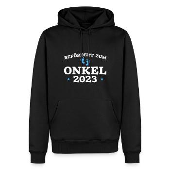 Werdender Onkel 2023 Schwangerschaft Verkündung - Männer Premium Bio Hoodie - Schwarz - Vorne - Nico (187cm)